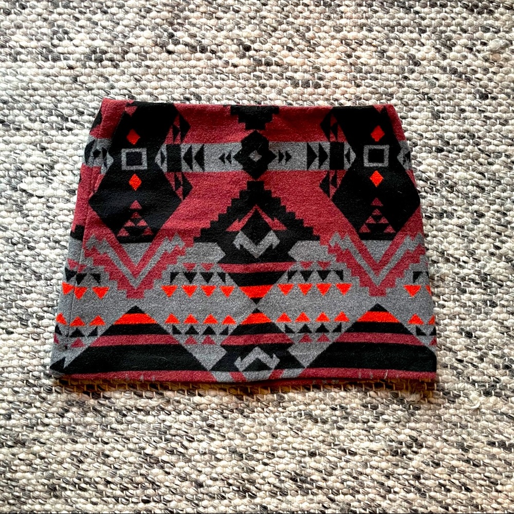 Wool southwest print mini skirt